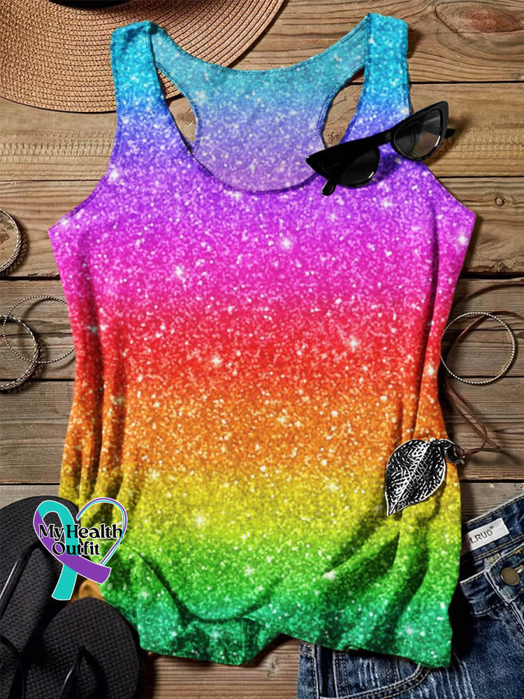 Rainbow Gradient Art Design Print Tank Top Muilticolor / S