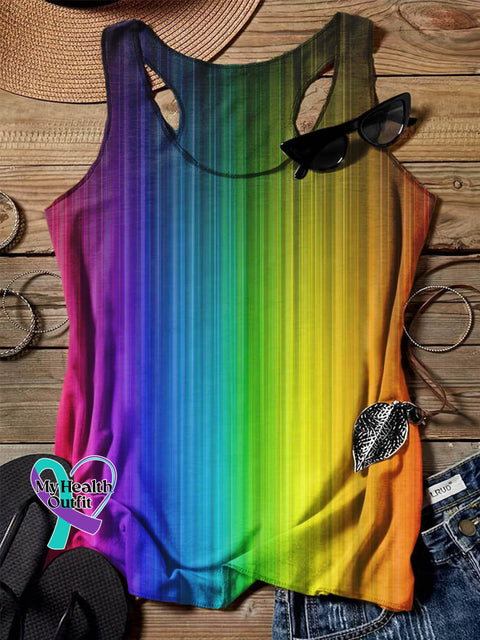 Rainbow Gradient Art Design Print Tank Top Muilticolor / S