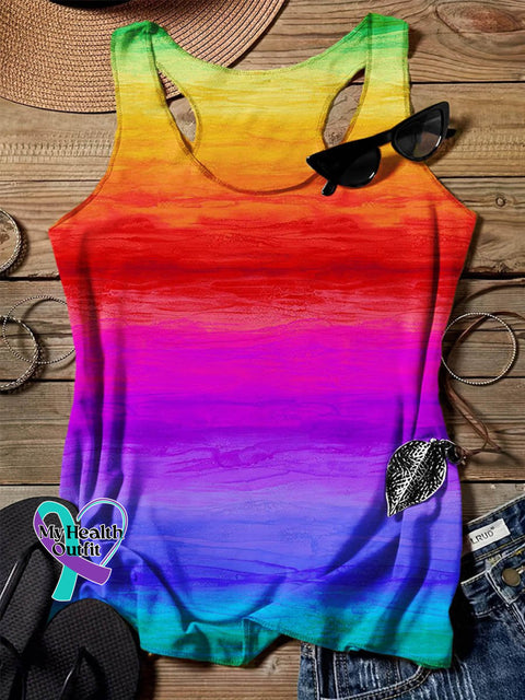 Rainbow Gradient Art Design Print Tank Top Muilticolor / S