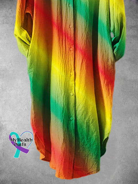 Rainbow Gradient Red Yellow Green Art Print Long Skirt