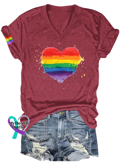 Rainbow Love Lgbt Art Print Casual T-Shirt Maroon / S