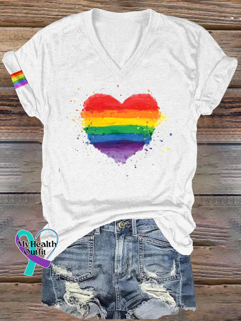 Rainbow Love Lgbt Art Print Casual T-Shirt White / S