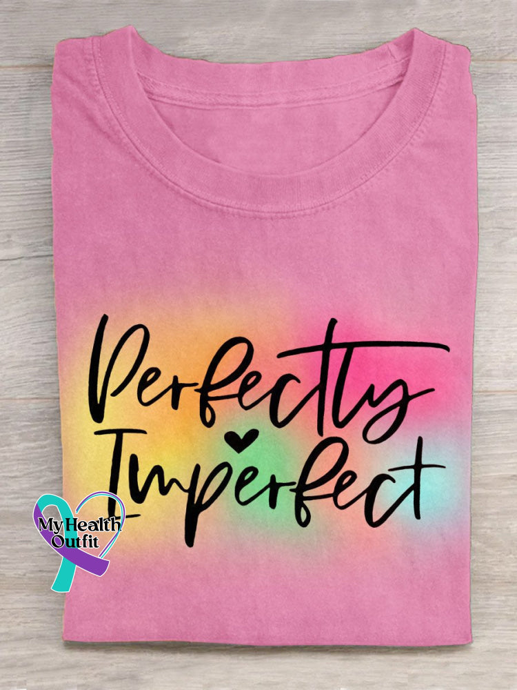 Rainbow Perfectly Inperfect Art Print Design T-Shirt Pink / S