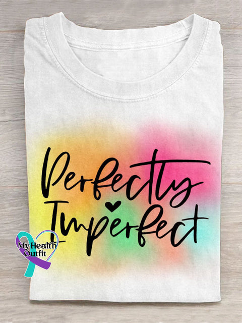 Rainbow Perfectly Inperfect Art Print Design T-Shirt White / S