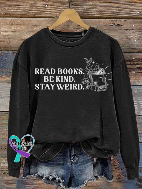 Read Books Be Kind Print Casual Sweatshirt Black / S