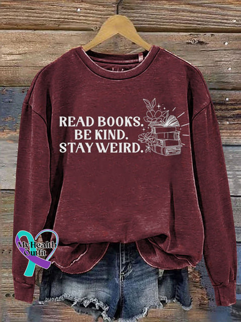 Read Books Be Kind Print Casual Sweatshirt Red / S