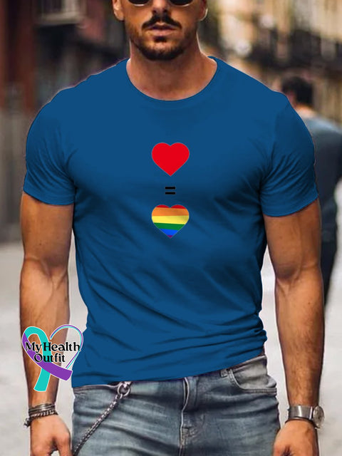 Red Hearts And Rainbow Men’s T-Shirt Blue / S