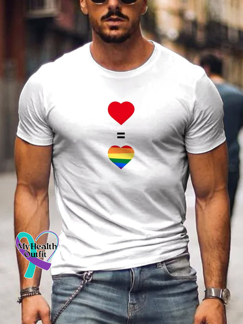 Red Hearts And Rainbow Men’s T-Shirt White / S
