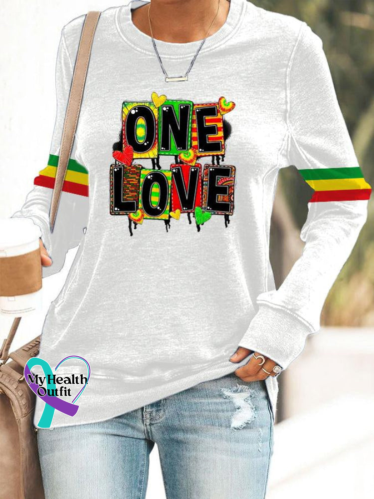 Reggae Music Print Casual Sweatshirt As Shown / S