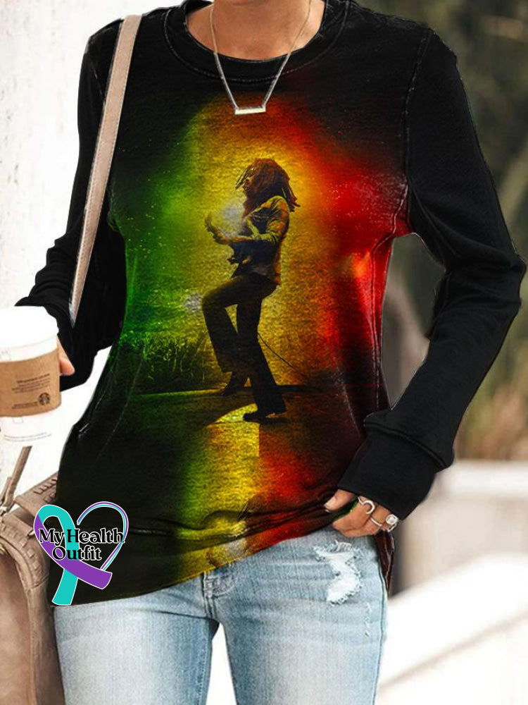 Reggae Music Print Casual Sweatshirt As Shown / S