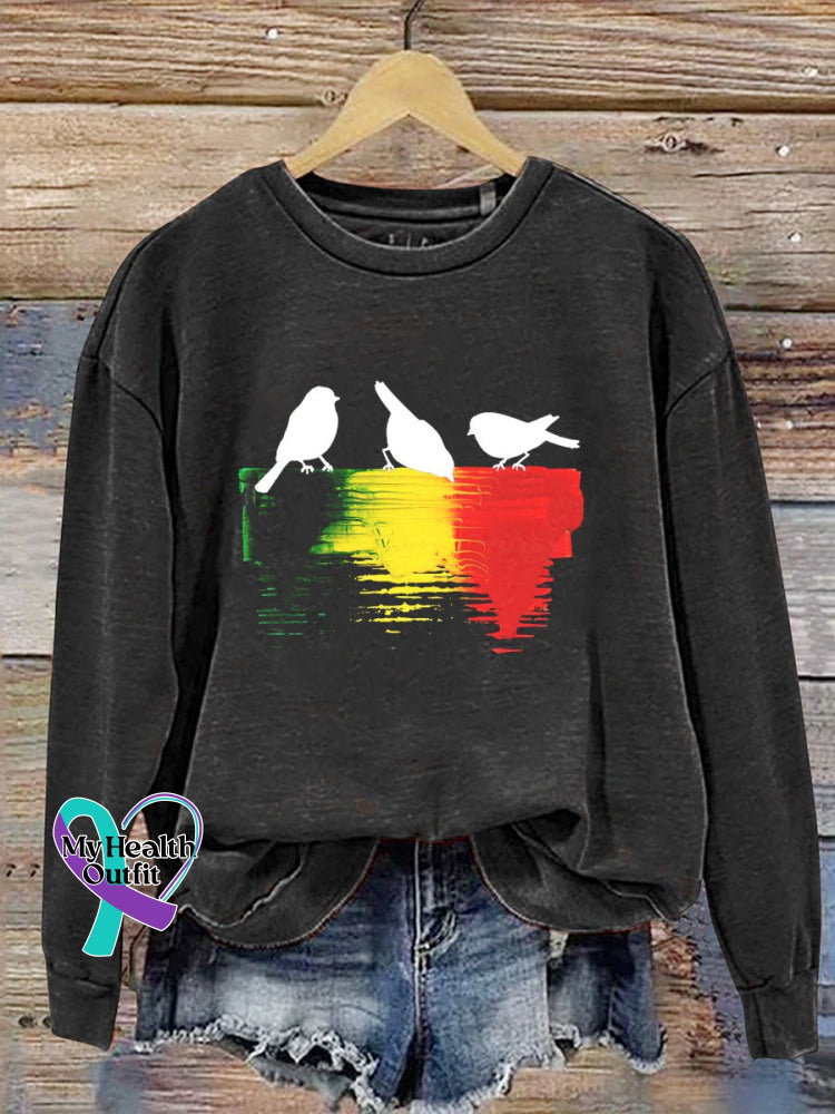 Reggae Retro Casual Sweatshirt Black / S