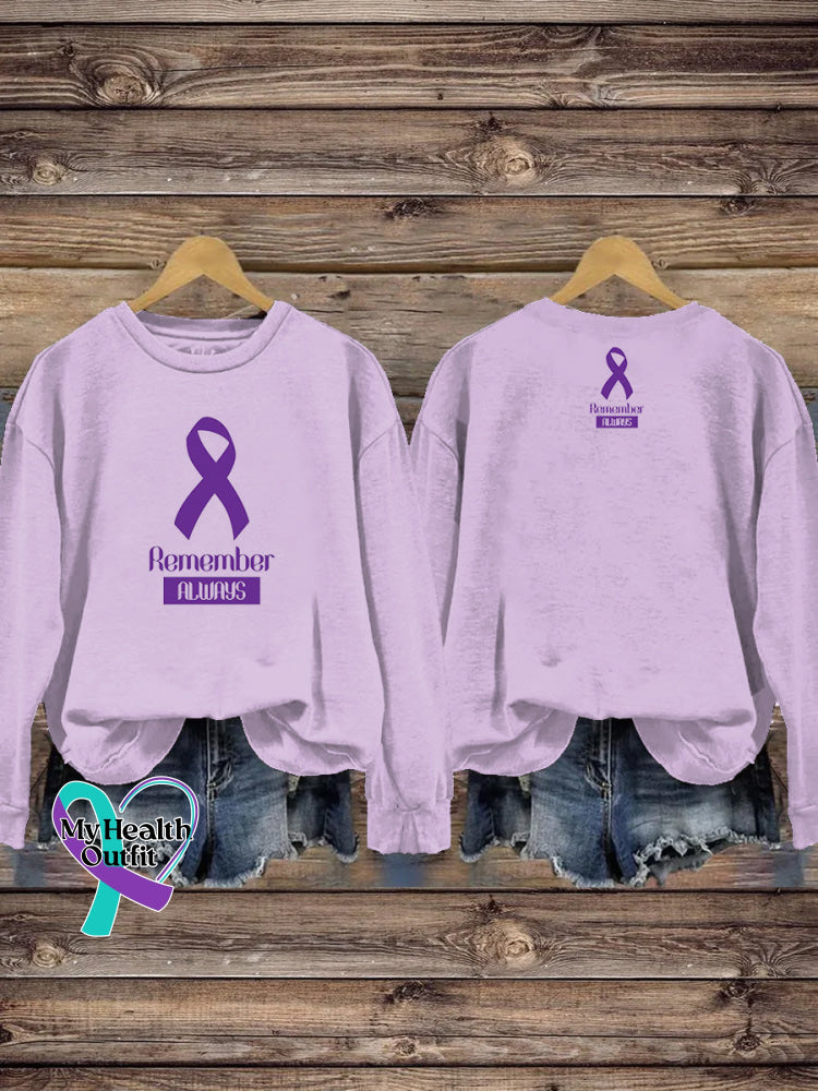 Remember Epilepsy Casual Crew Neck Sweatshirt Purple / S
