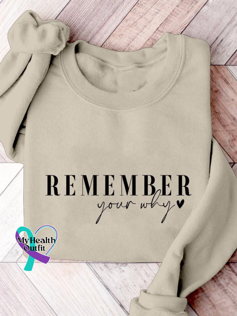 Remember Your Why! Print Casual Sweatshirt Sand / S