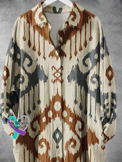 Retro Abstract Geometric Tie-Dye Pattern Art Print Long Skirt