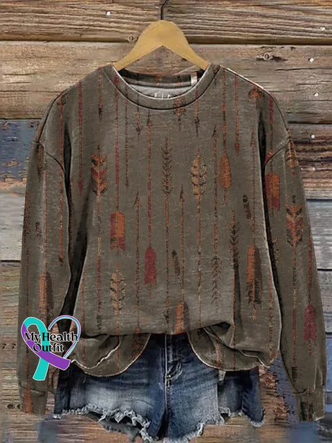 Retro Arrow Print Casual Sweatshirt Multicolor / S