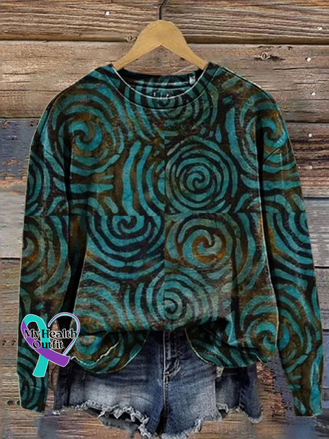 Retro Art Print Casual Sweatshirt Multicolor / S