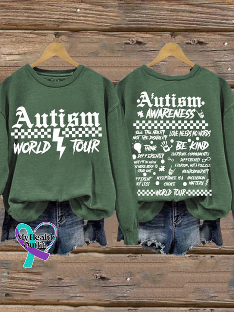 Retro Autism Awareness World Tour Be Kind Love Needs No Words See The Ability Not Disability Print