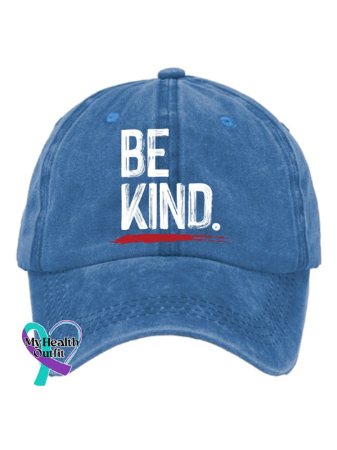 Retro Be Kind Print Baseball Cap Blue / One-Size