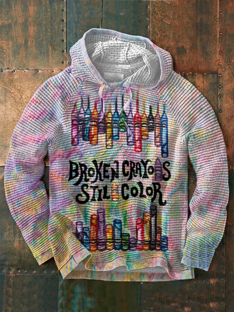 Retro Broken Crayons Still Color Print Hoodie As shown / S