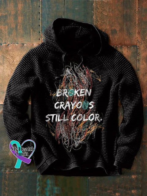 Retro Broken Crayons Still Color Print Hoodie Black / S