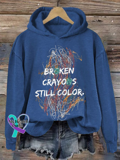Retro Broken Crayons Still Color Print Hoodie Blue / S
