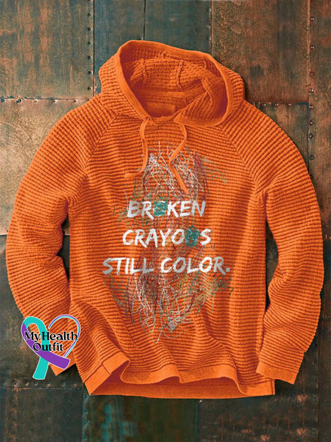 Retro Broken Crayons Still Color Print Hoodie Orange / S