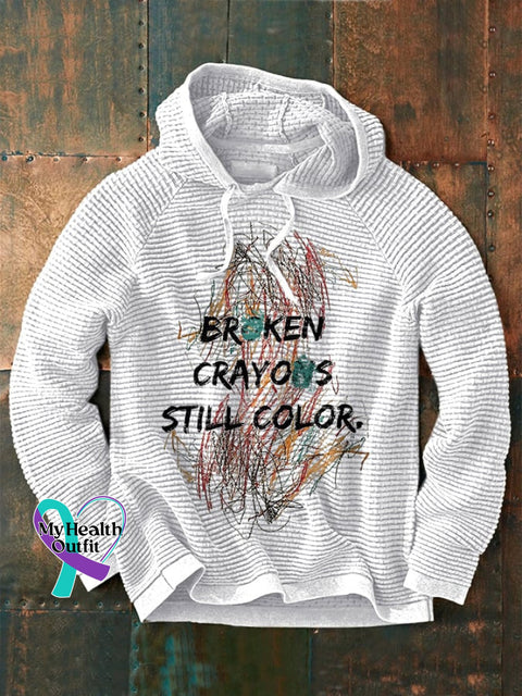 Retro Broken Crayons Still Color Print Hoodie White / S