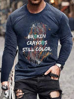 Retro Broken Crayons Still Color Print T-Shirt Navy / S
