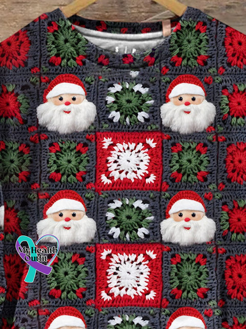 Retro Christmas Gift Santa Art Design Print Casual Sweatshirt