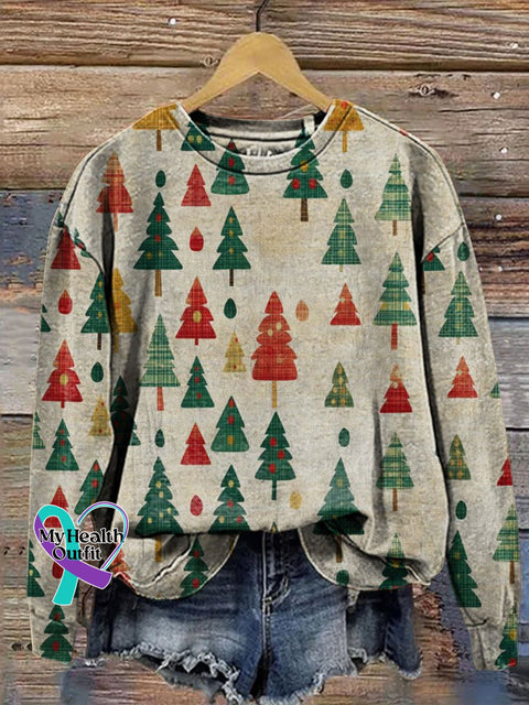 Retro Christmas Print Casual Sweatshirt Multicolor / S