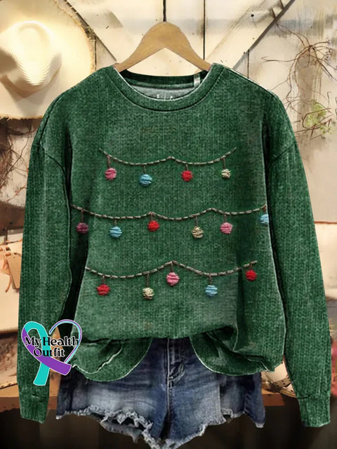 Retro Christmas Print Casual Sweatshirt Multicolor / S