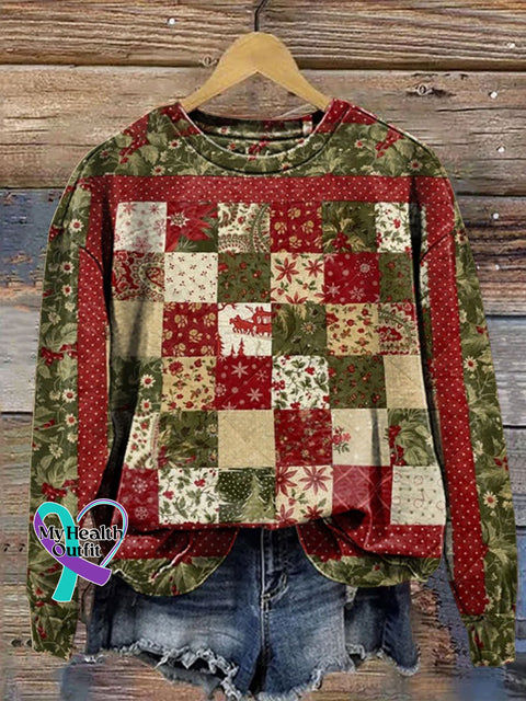 Retro Christmas Print Casual Sweatshirt Multicolor / S