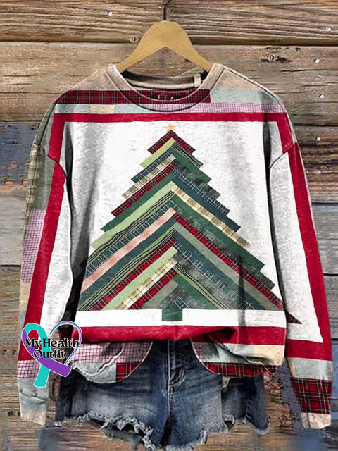 Retro Christmas Print Casual Sweatshirt Multicolor / S