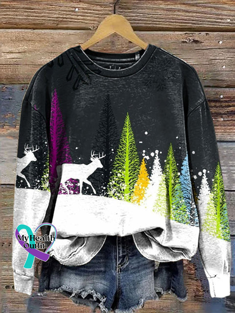 Retro Christmas Print Casual Sweatshirt Multicolor / S