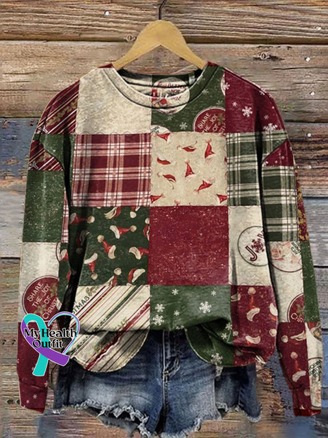 Retro Christmas Print Casual Sweatshirt Multicolor / S