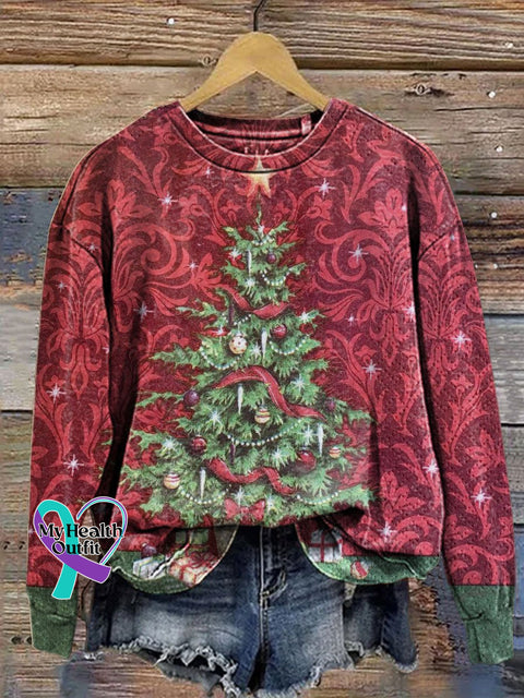Retro Christmas Print Casual Sweatshirt Multicolor / S