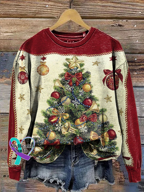 Retro Christmas Print Casual Sweatshirt Multicolor / S