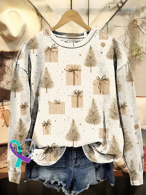 Retro Christmas Print Casual Sweatshirt Multicolor / S