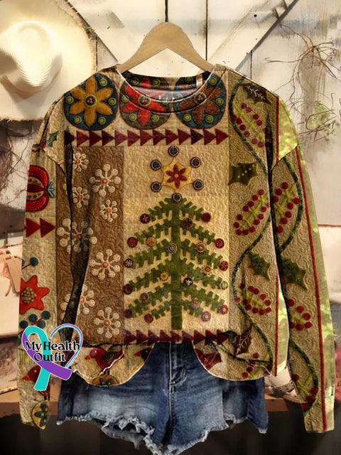 Retro Christmas Tree Casual Sweatshirt Multicolor / S