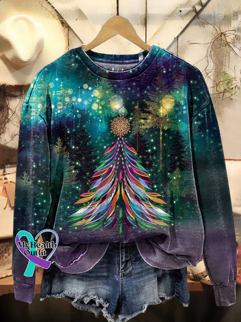Retro Christmas Tree Casual Sweatshirt Multicolor / S