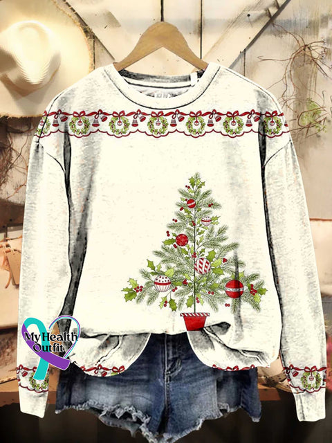Retro Christmas Tree Casual Sweatshirt Multicolor / S