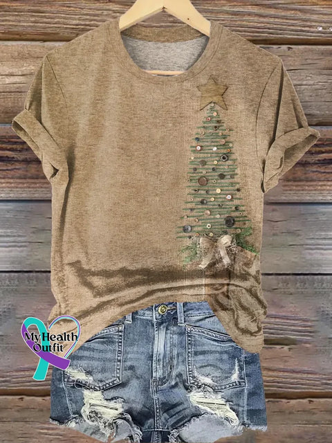Retro Christmas Tree Casual T-shirt Multicolor / S