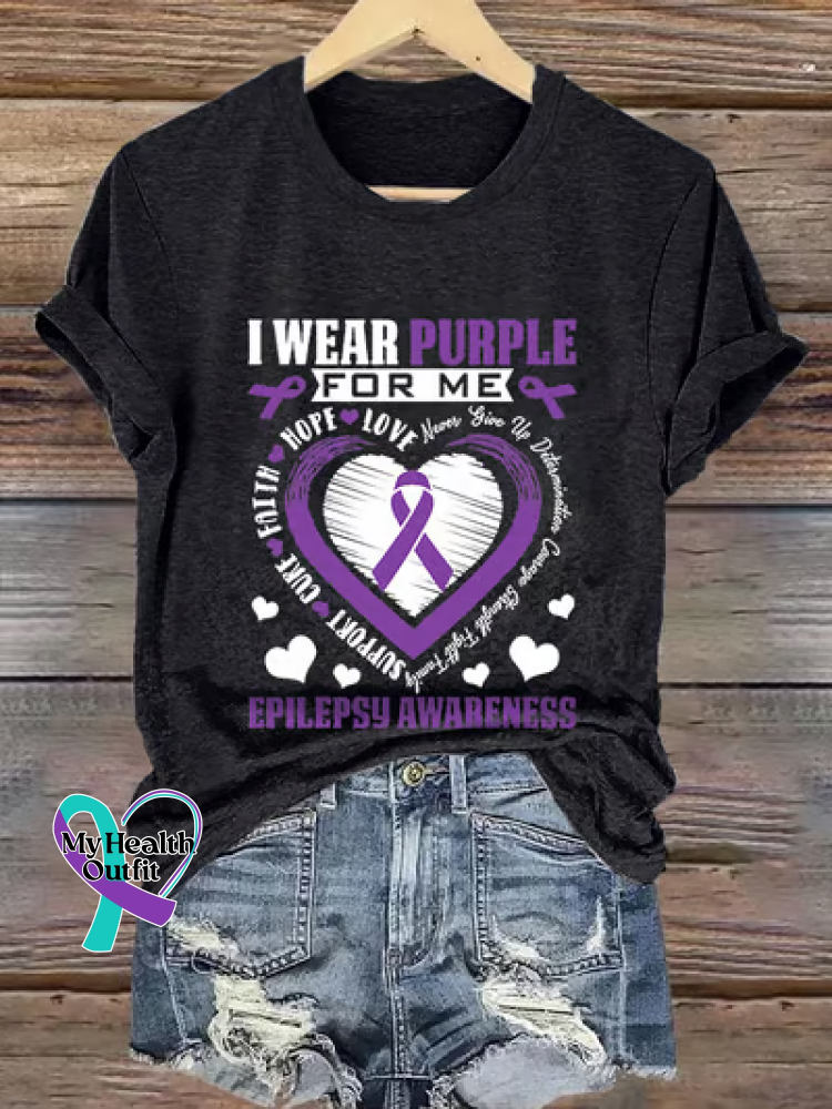 Retro Epilepsy Awareness I Wear Purple For Me T-shirt Black / S