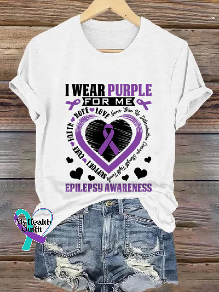 Retro Epilepsy Awareness I Wear Purple For Me T-shirt White / S