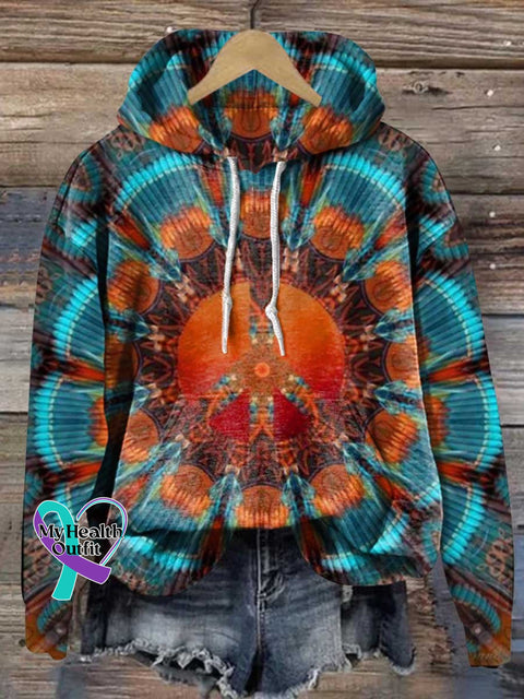 Retro Ethnic Totem Pattern Love And Peace Art Casual Hoodie Sweatshirt Multicolor / S