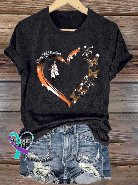 Retro Every Child Matters Butterfly Print T-Shirt Black / S