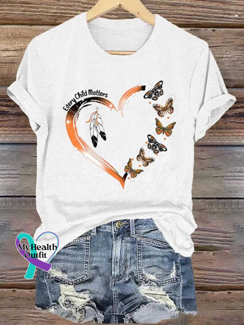 Retro Every Child Matters Butterfly Print T-Shirt White / S