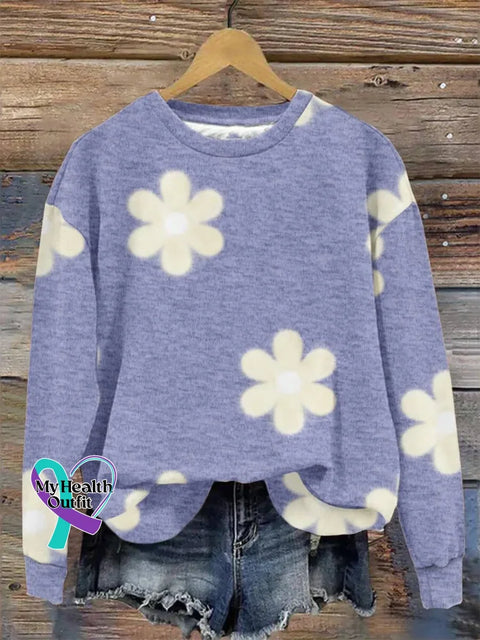 Retro Floral Print Casual Sweatshirt Purple / S