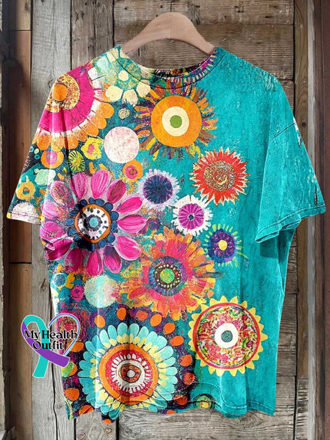 Retro Floral T-Shirt Multicolor / S