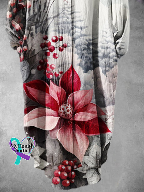 Retro Flower Pattern Art Print Long Skirt